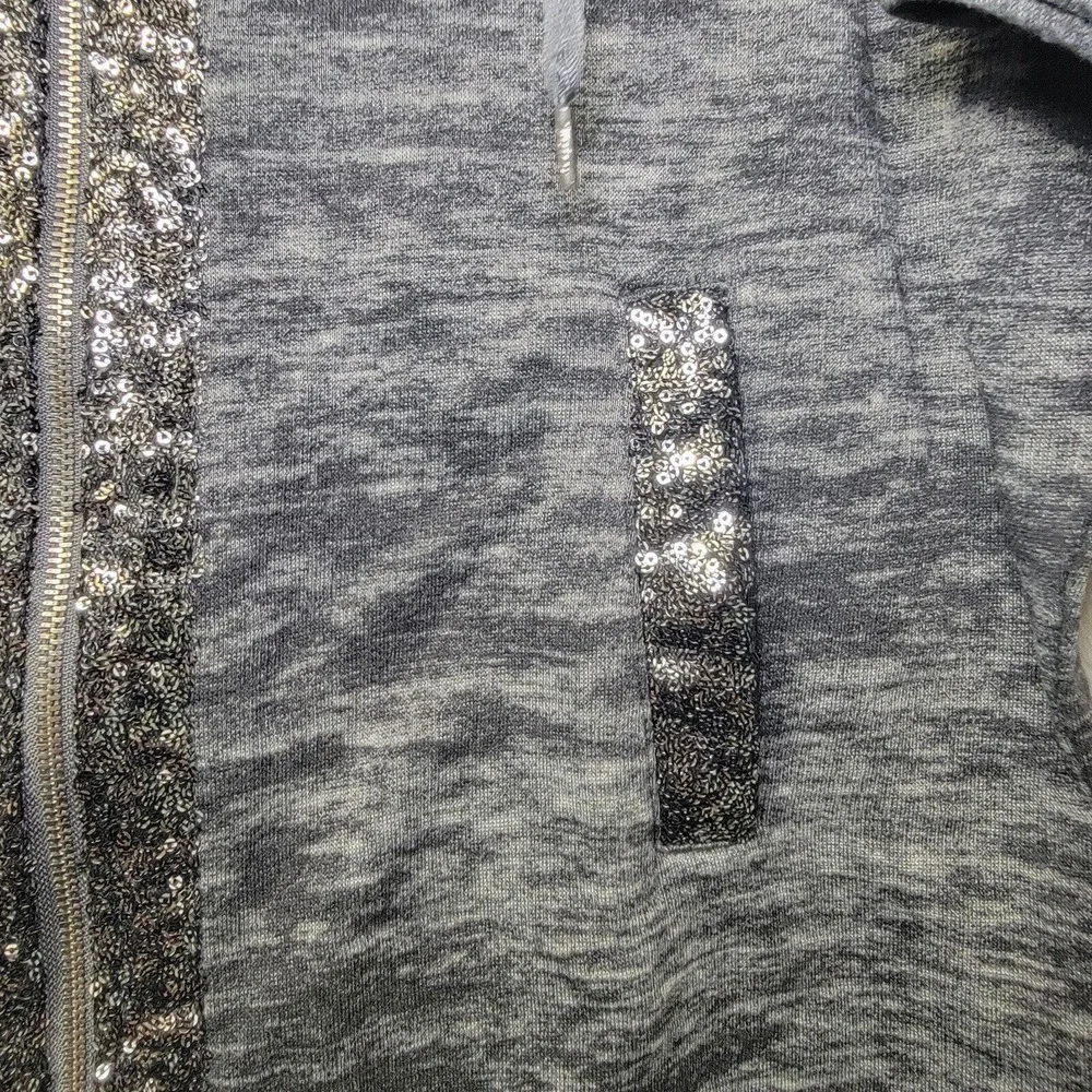 Vtg Juicy Couture Sz S oversized Y2K Sequin Hoodie Full Zip Sparkle Sequin Bling